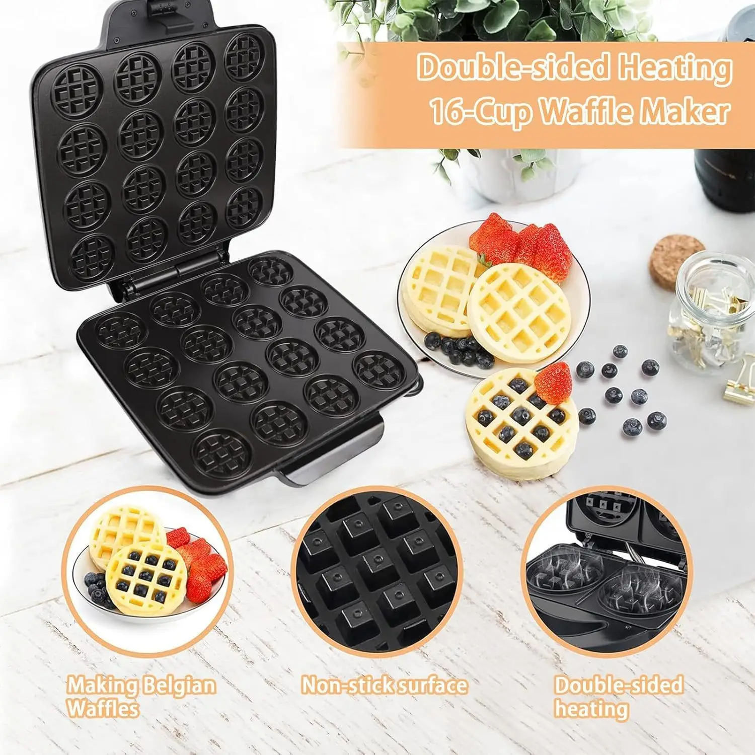 16-gaats wafelijzer, snel verw - Mini Waffle Maker Machine recensie en prijs